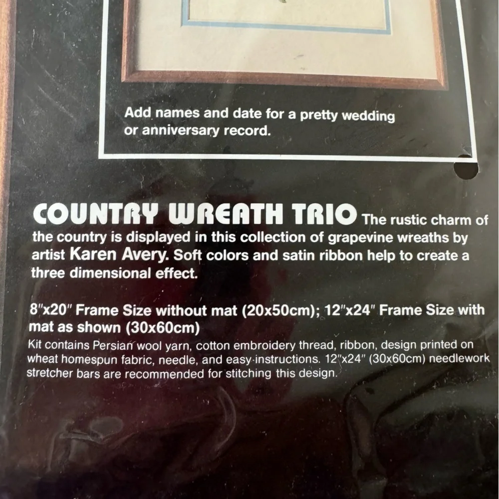 Vintage Dimensions Country Wreath Trio Crewel Embroidery Kit for Weddings